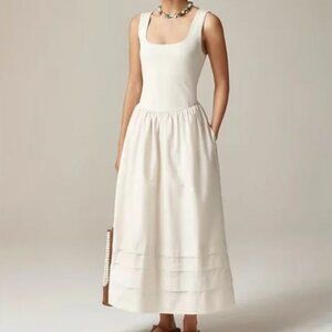NWT J. Crew Drop-waist Mixy Dress Natural Cream